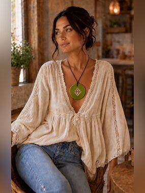 Hermès Style Carved Horn Huge Oversized Necklace